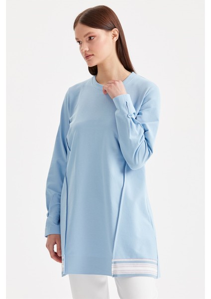 Ribana Detaylı Sweat Tunik Mavi