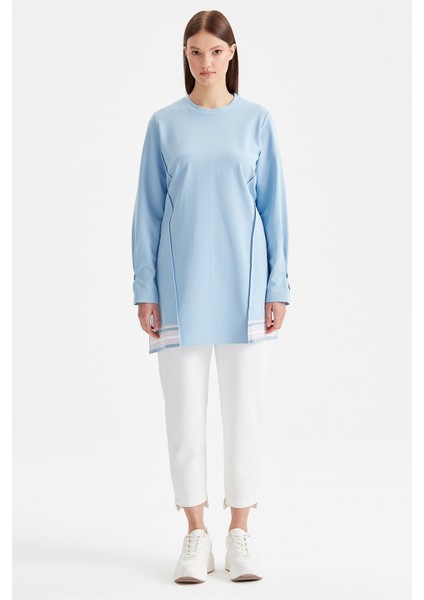Ribana Detaylı Sweat Tunik Mavi