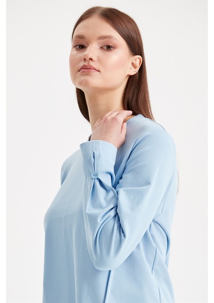 Ribana Detaylı Sweat Tunik Mavi