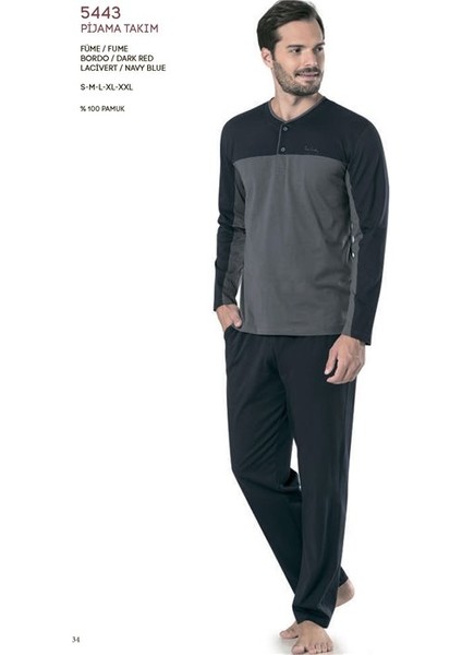Erkek Pijama Takımı 5443 Füme