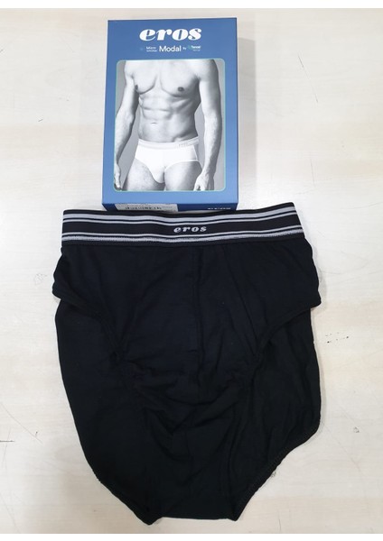 052 Erkek Siyah Micromodal Slip Beyaz ES011590 ERS052