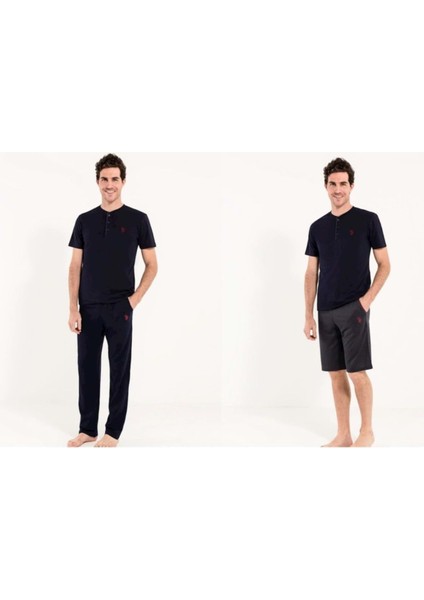 12005 Erkek 3 Lü Pijama Takımı - - Lacivert - M