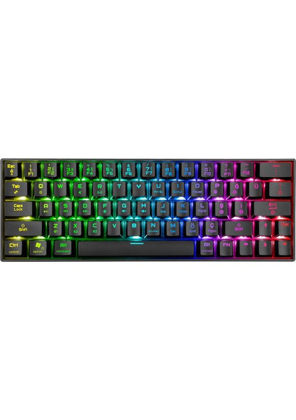KB-RX63 B-ATOM Siyah Bluetooth RGB Backlight Blue Switch Mekanik Q 63 Tuşlu Mini Gaming Oyuncu Klavyesi