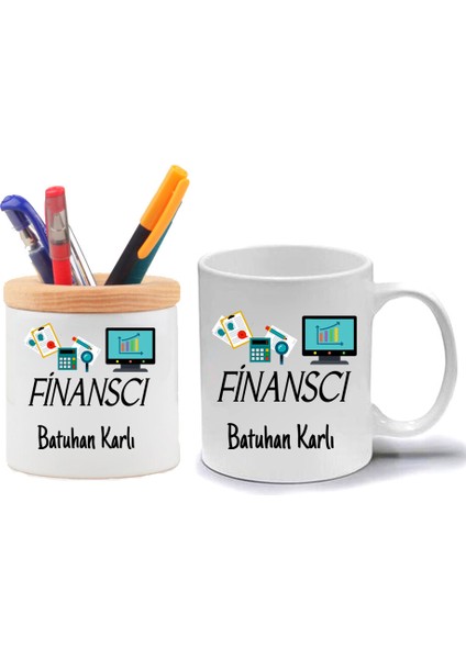 Finanscı Kupa Bardak ve Kalemlik Hediye Seti