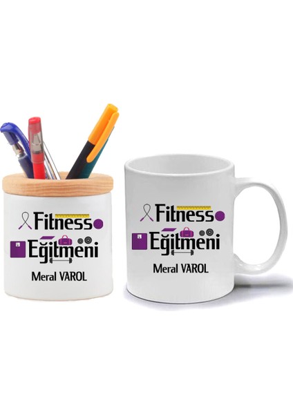 Fitness Eğitmeni Kupa Bardak ve Kalemlik Hediye Seti