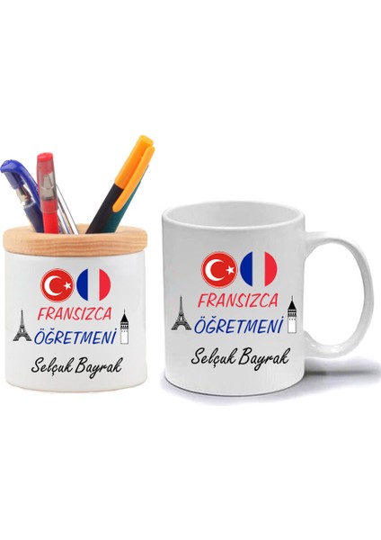 Fransızca Öğretmeni Kupa Bardak ve Kalemlik Hediye Seti