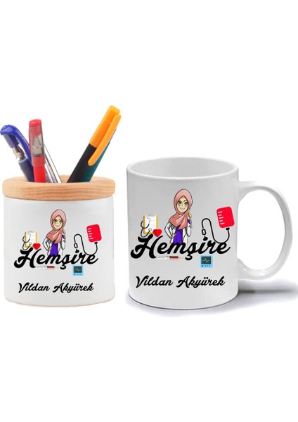 Hemşire Kupa Bardak ve Kalemlik Hediye Seti