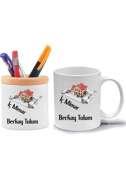 Iç Mimar Kupa Bardak ve Kalemlik Hediye Seti
