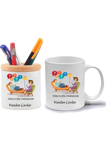 Psikolojik Danışman Kupa Bardak ve Kalemlik Hediye Seti