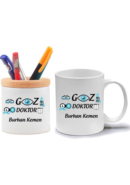 Göz Doktoru Kupa Bardak ve Kalemlik Hediye Seti