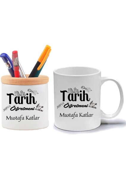 Tarih Öğretmeni Kupa Bardak ve Kalemlik Hediye Seti