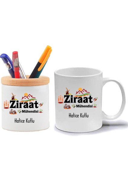 Ziraat Mühendisi Kupa Bardak ve Kalemlik Hediye Seti