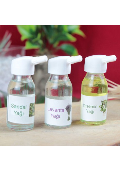 Buhurdanlık Şömine Sarı Desenli & Buhur Koku Mum Set