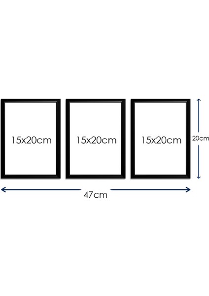 3 Parça Çerçeve Görünümlü Mdf Tablo Seti