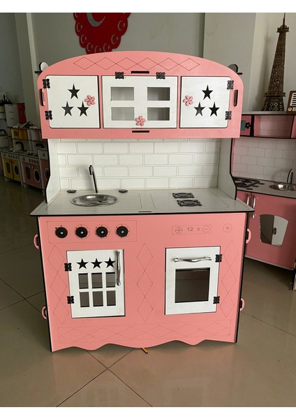 Dekoratif Doğal Ahşap Eğitici Kız Çocuk Mutfak Seti Pembe-Beyaz 110x75 fırsatları