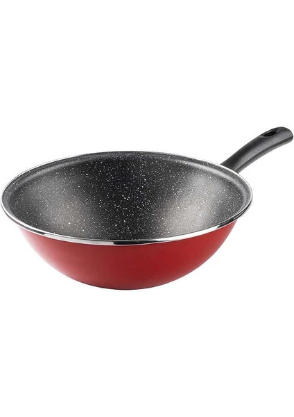 Kırmızı Emaye Wok Tava 28CM