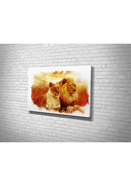 Aslan & Dişi Aslan Kanvas Tablo