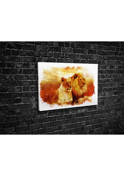 Aslan & Dişi Aslan Kanvas Tablo