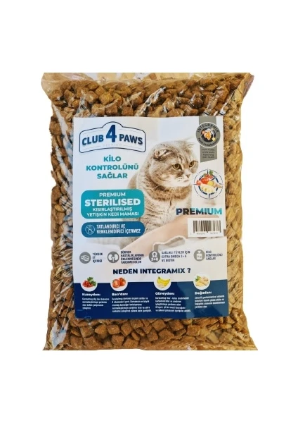 Club4paws Tavuklu Kısırlaştırılmış Kedi Maması 1 kg