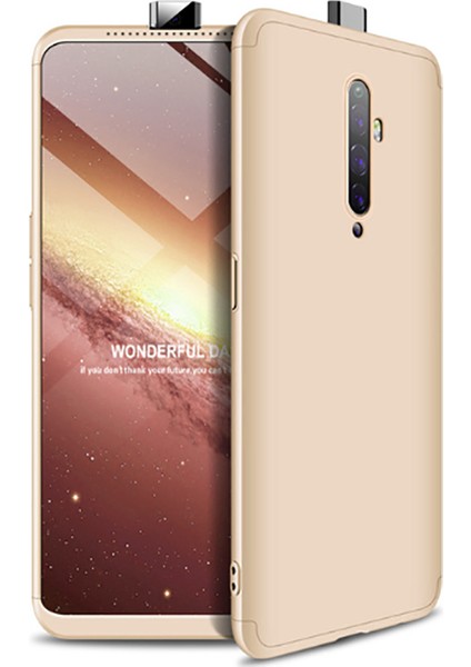 Oppo Reno 2z Kılıf Hard 360 Protective Sert Kapak Gold Gold