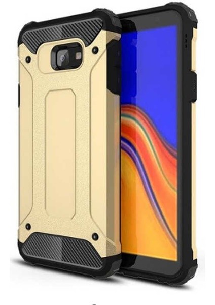 - Samsung Galaxy J4 Plus - Kılıf Çift Katman Zırh Tank Crash Military Kapak - Gold - T6263