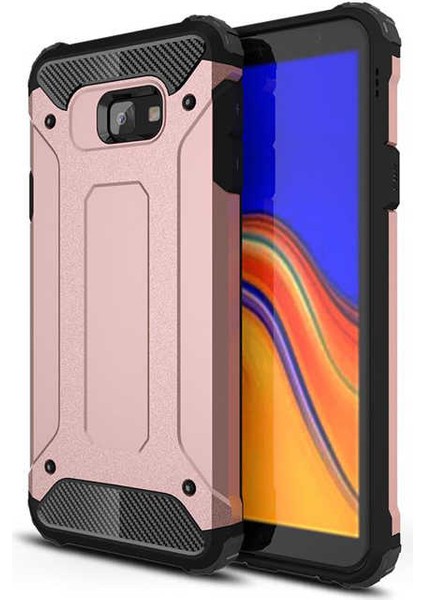 - Samsung Galaxy J4 Plus - Kılıf Çift Katman Zırh Tank Crash Military Kapak - Rose Gold - T6263