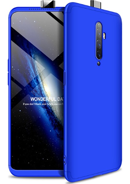 Oppo Reno 2z Kılıf Hard 360 Protective Sert Kapak Mavi Mavi