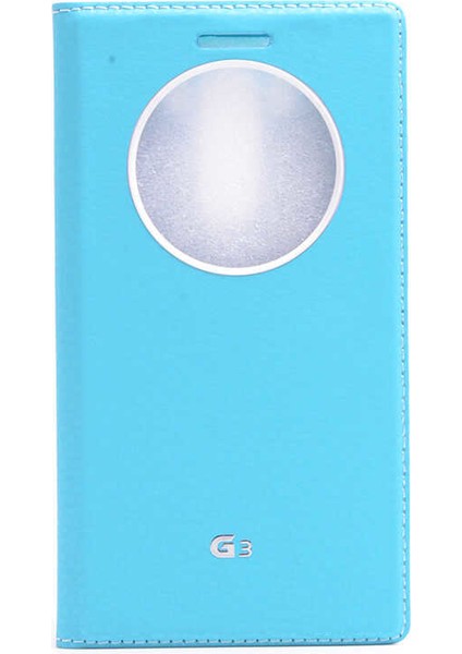 Lg G3 Kapaklı Kılıf Smart Pencere ve Gizli Mıknatıs Kapak Sistemi Turkuaz