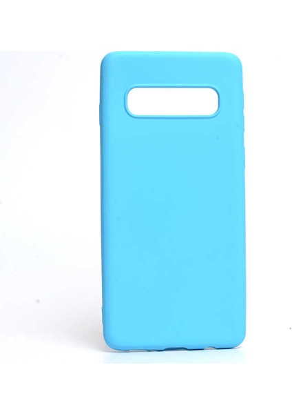 Samsung Galaxy S10 Plus Kılıf Esnek Yumuşak Pürüzsüz Içi Kadife Case Açık Mavi