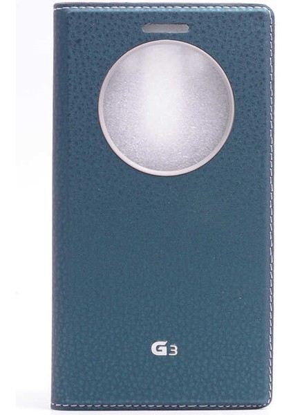 Lg G3 Kapaklı Kılıf Smart Pencere ve Gizli Mıknatıs Kapak Sistemi Koyu Yeşil