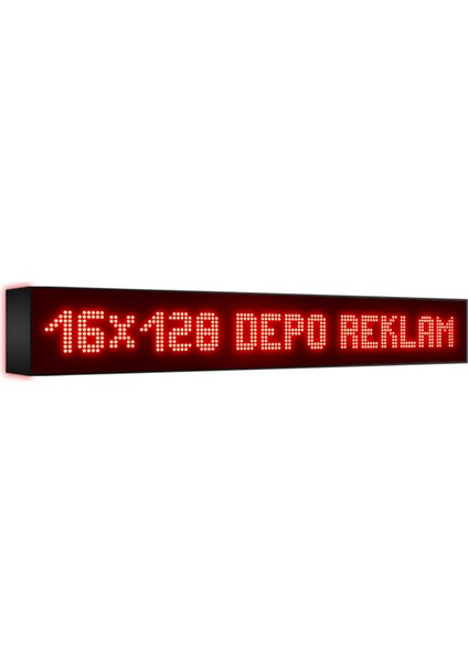 Depo Tabela Reklam   Kırmızı Kayan Yazı LED Tabela 16 x 128 cm Çift Taraflı  Reklam Tabela