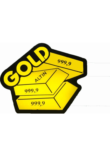 Gold Yazılı Görsel Tabela 3D LED Neon Işıklı Kutu Harf Tabela Pleksiglass