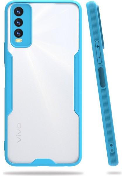 Vivo Y20 Kılıf Kamera Korumalı Colorful Kapak - Mavi