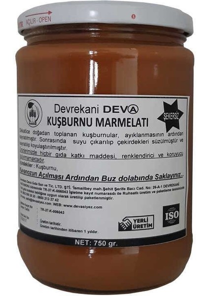 Kuşburnu Marmelatı Şekersiz 750 gr