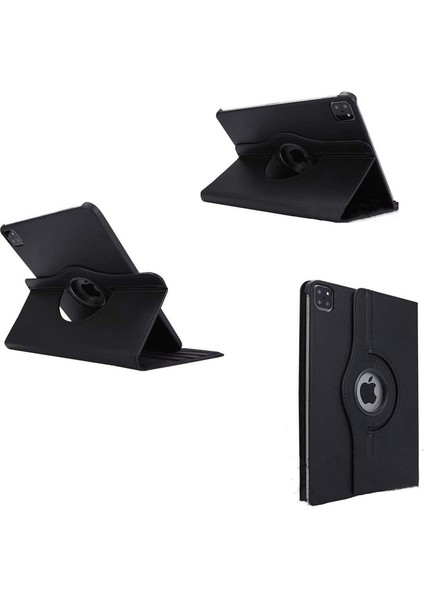 iPad Pro 11INCH 2021 Dönerli Standl Kılıf 360 Derece Dönerli Standlı Siyah