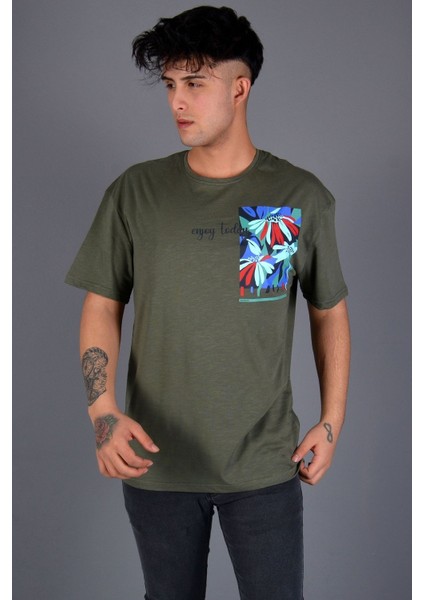 Hacker Denim Erkek Likralı Baskılı Oversıze T-Shirt