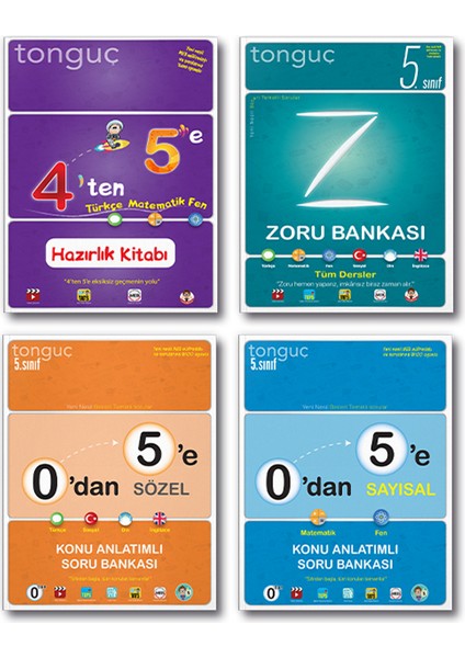 Tonguç 5. Sınıf 4 Ten 5 E Hazırlık Seti Telafi Eğitimi Ön Hazırlık Zoru Bankası Set 4 Kitap 2021 - 2022