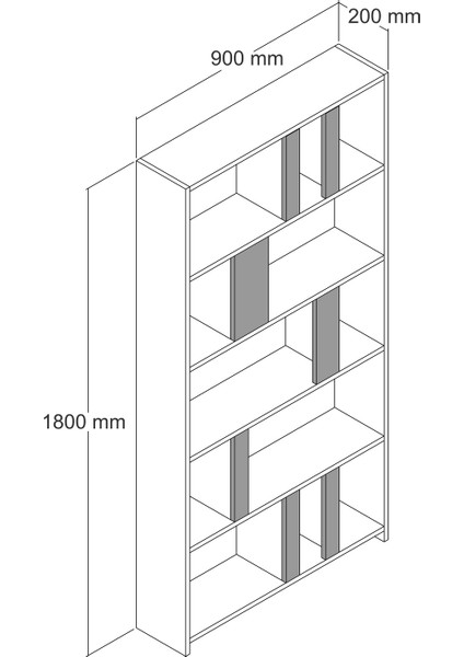 Variant Lima Kitaplık - Ceviz / Antrasit