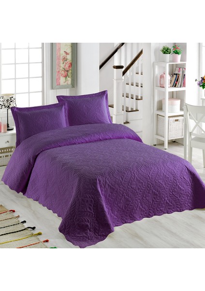 Ivy Mor Çift Kişilik Microfiber Kapitone Yatak Örtüsü