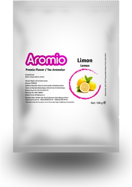 Limon Aroma Premix Toz Paket 35 gr