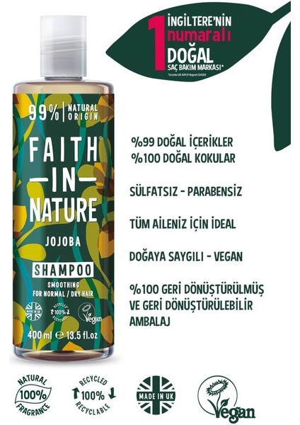 %99 Doğal Içerikli Pürüzsüzleştirici Şampuan- Normal&kuruya Dönük Saçlar Için Jojoba fiyatları