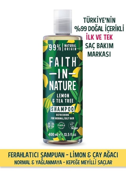 %99 Doğal Içerikli Ferahlatıcı Şampuan- Normal&yağlanmaya-Kepeğe Meyilli Saçlar Için Limon&çay Ağacı
