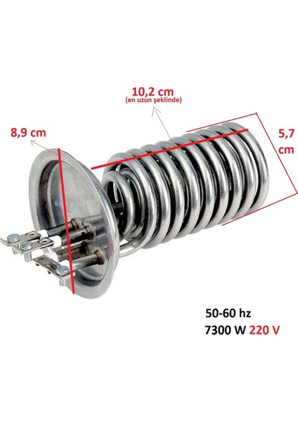 ihlas Uyumlu Aura MC 105 Elektrikli Şofben Rezistansı 7300 W 220 V Ölçüye Göre Sipariş Veriniz fiyatları