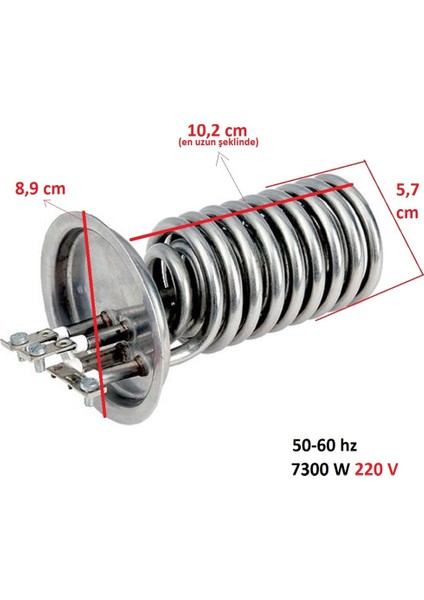 Arzum Uyumlu Elektrikli Şofben Rezistansı 7300 W 220 V Ölçüye Göre Sipariş Veriniz