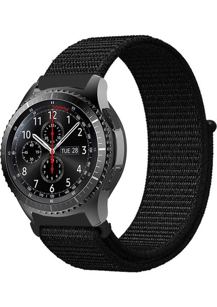 Amazfit Gtr 2 47 mm Cırtlı Kumaş Kordon Kayış - KY18 Siyah
