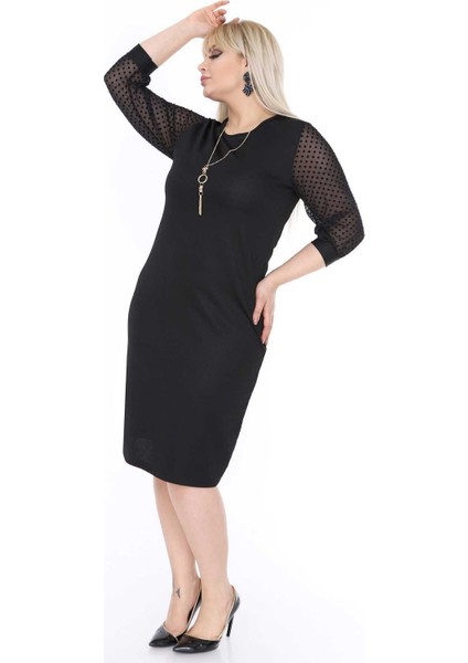Kolları Puanlı Büyük Beden Elbise 16D-0471 fiyatları