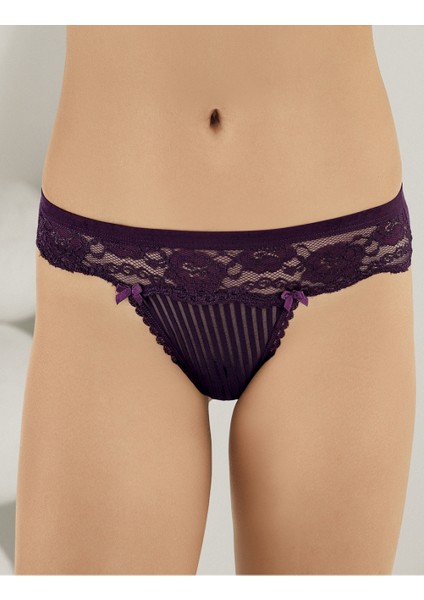 Kadın Siyah-Beyaz-Mürdüm Külot Çizgili Üç lü Set MB3053 fırsatları