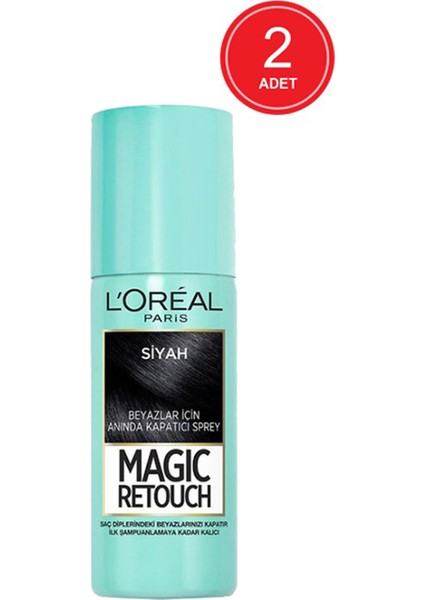 Loreal Magic Retouch Beyaz Kapatıcı Sprey Siyah 75 ml 2 Adet