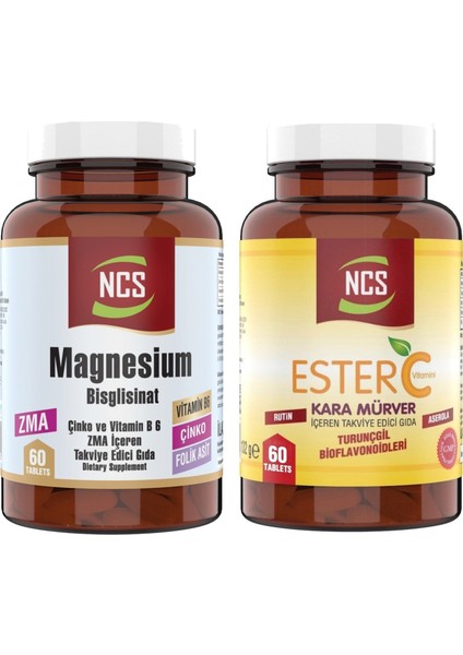 Ester C Vitamini 1000 Mg Kara Mürver Vitamin C 60 Tablet & Çinko Bisglisinat & Bakır Selenium 60 Tablet
