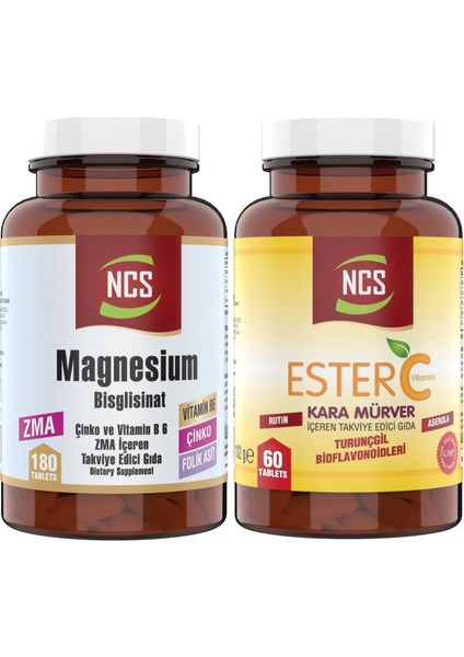 Zma Magnezyum Bisglisinat Çinko Vitamin B6 Folic Acid & Ester C Vitamini 1000 Mg Kara Mürver Vitamin C 60 Tablet